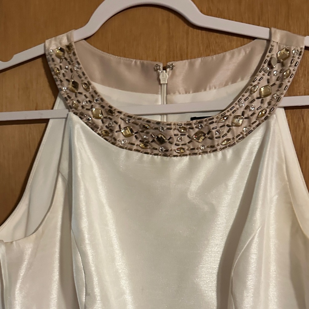 Embellished White Sleeveless Dress